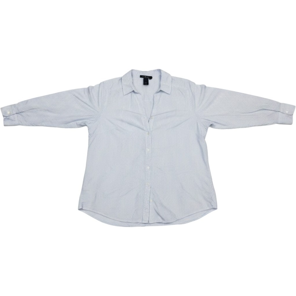 Lane Bryant Womens Blue White Pinstripe Cotton Button Down Shirt Size 14/16